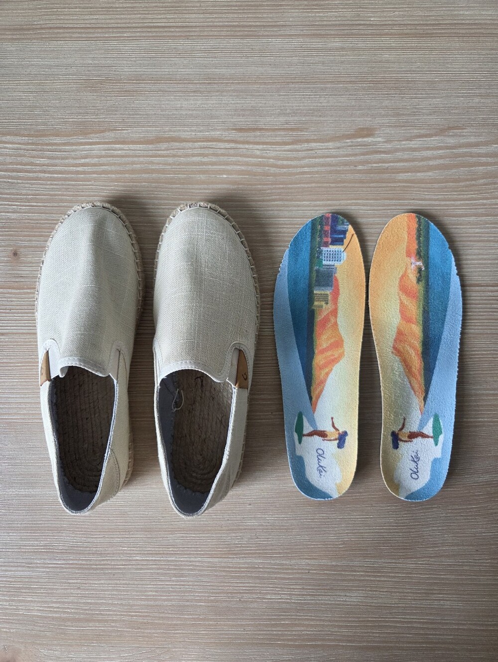 OluKai Pā'akai Espadrille Beige Linen Slip On Shoes Womens Size 8.5 - Picture 6 of 11